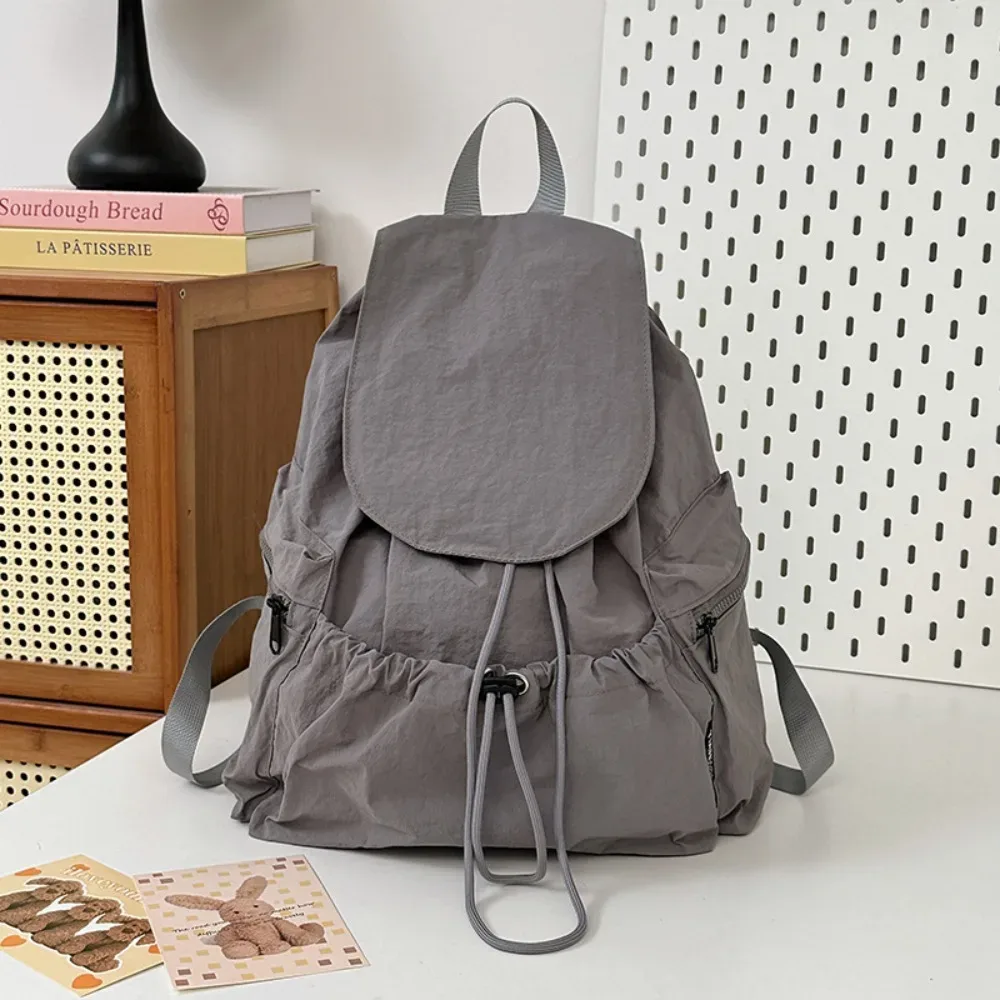 sac à dos de voyage léger et tendance, style coréen, imperméable, à cordon de serrage, grande capacité, en nylon, pour étudiants et adolescents