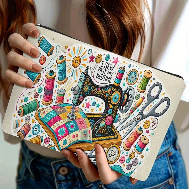 Trousse de maquillage, trousse de toilette de voyage, trousse pour machine à coudre et fournitures de couture, avec fermeture éclair, en tissu durable, portable, idéale pour les voyages