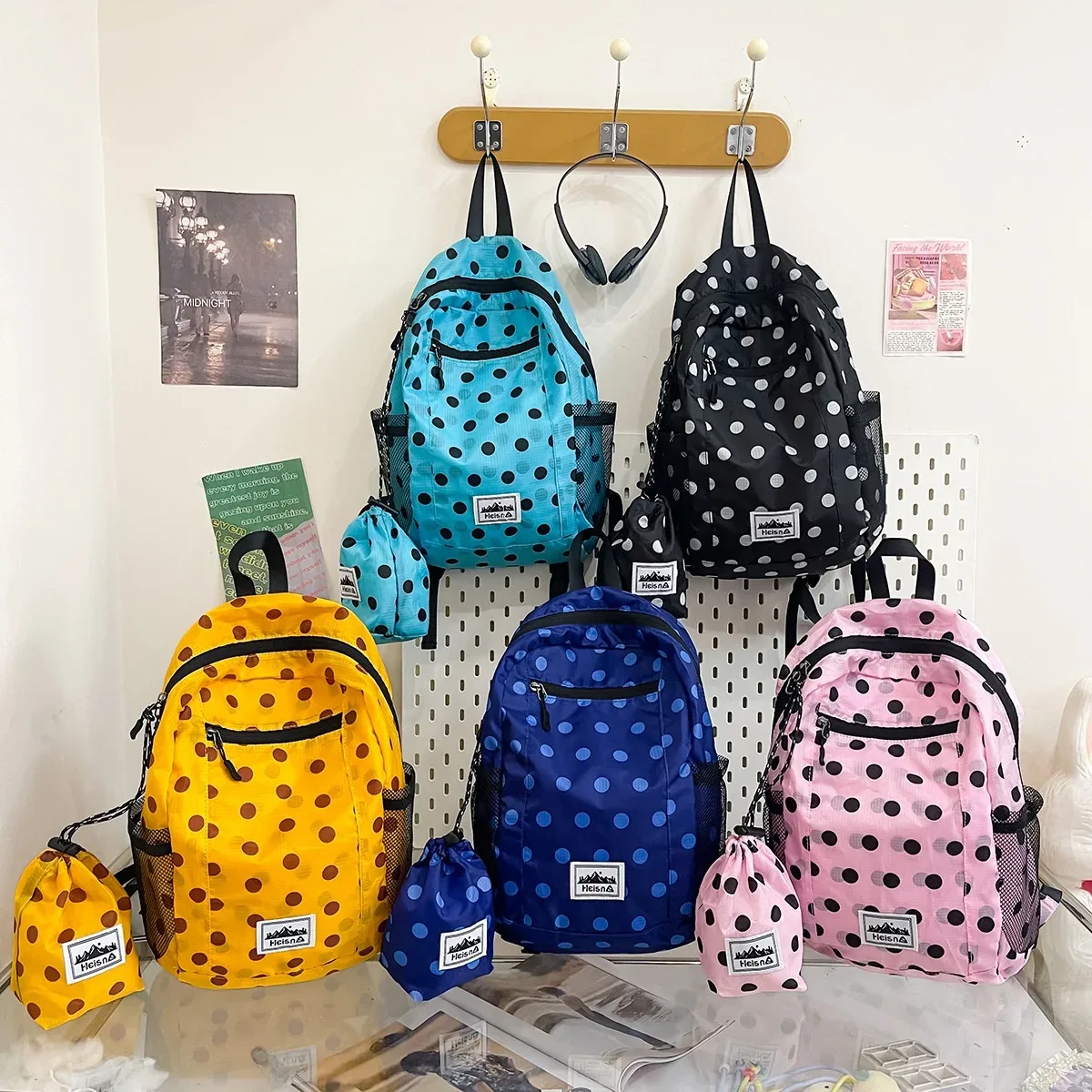 sac à dos décontracté à pois pour femme, idéal pour les voyages, le sport en plein air, l'escalade, le transport quotidien et les loisirs