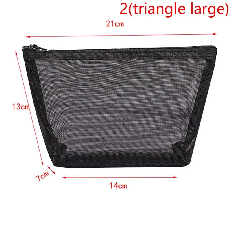 trousse de maquillage en maille transparente noire pour femme, trousse de toilette décontractée à fermeture éclair, trousse à cosmétiques de voyage, 1 pièce