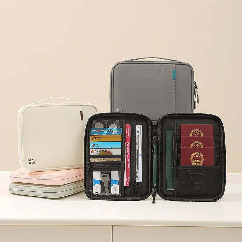 Nouveau sac à passeport multifonctionnel, sac de rangement domestique imperméable, sac portable pour cartes d'identité et billets, portefeuille de voyage pour passeport