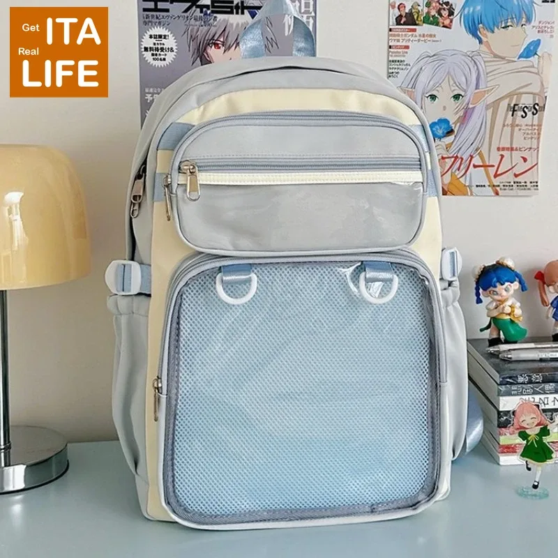 italife grand anime ita sac à dos avec insérer femmes kawaii clair haute capacité itabag pour les filles grand sac à dos retour à l'école h260