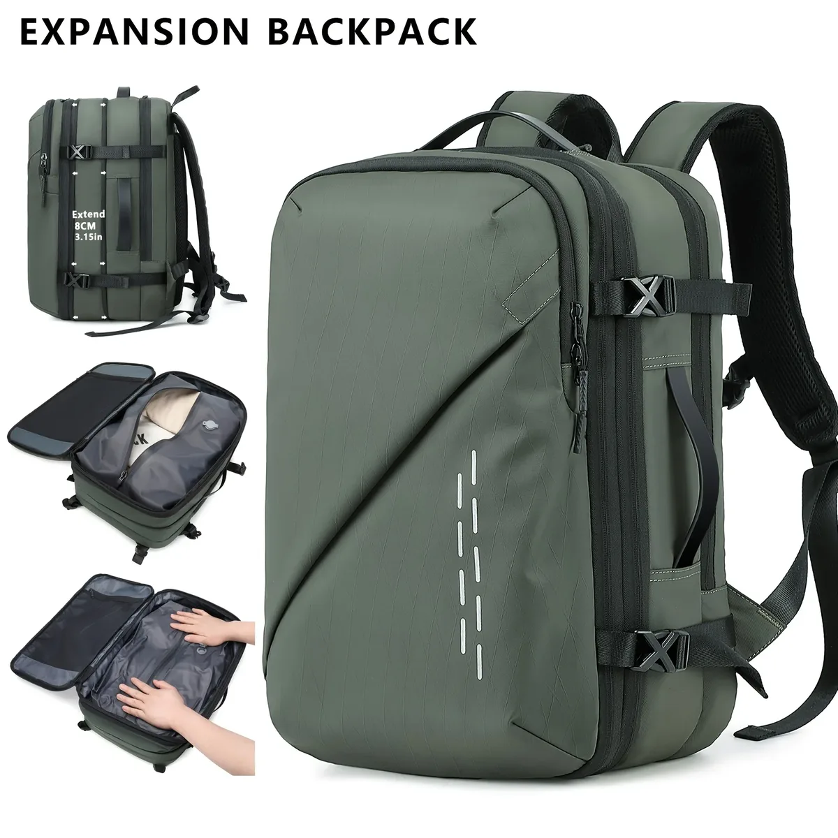 sac à dos multifonctionnel de grande capacité, sac à dos extensible, sac d'embarquement, sac de voyage courte distance, sac d'ordinateur pour hommes, commu