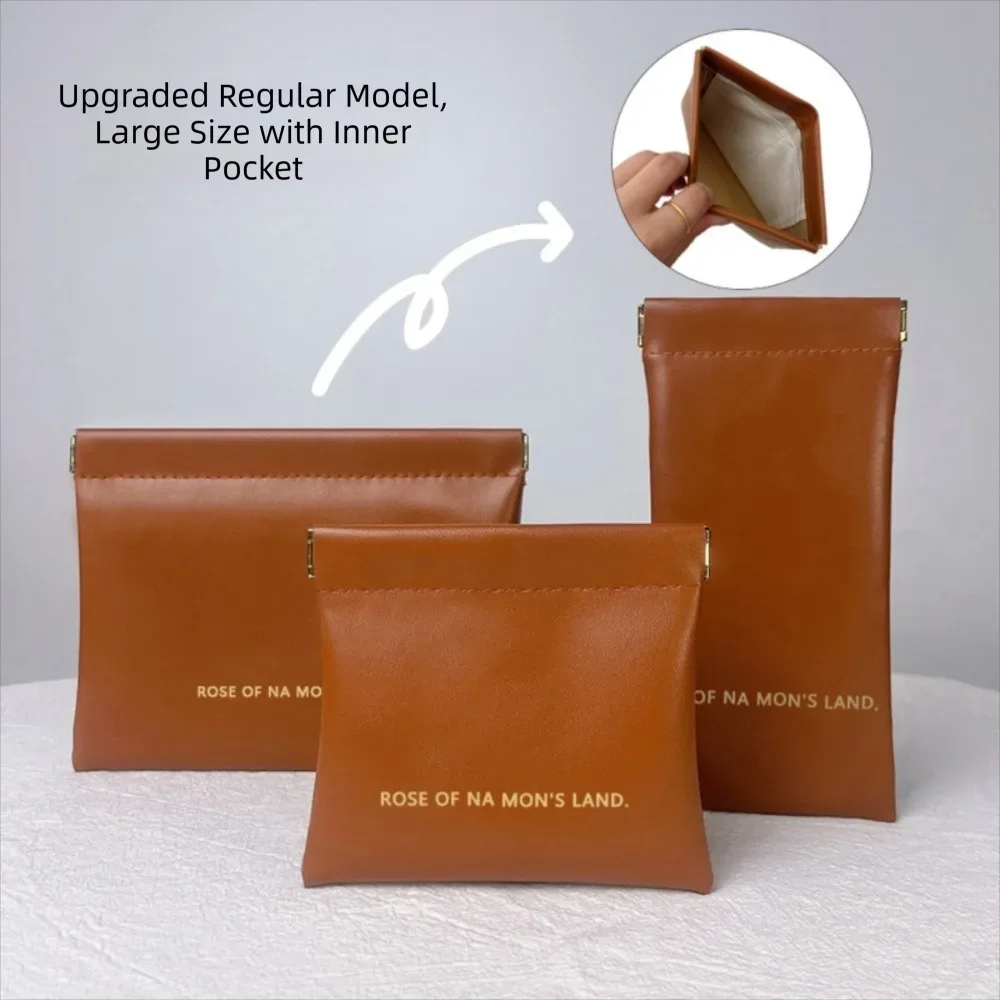 sac à maquillage tendance avec pochette intérieure, trousse de toilette simple et portable, mini sac à bijoux en pu pour femmes et filles