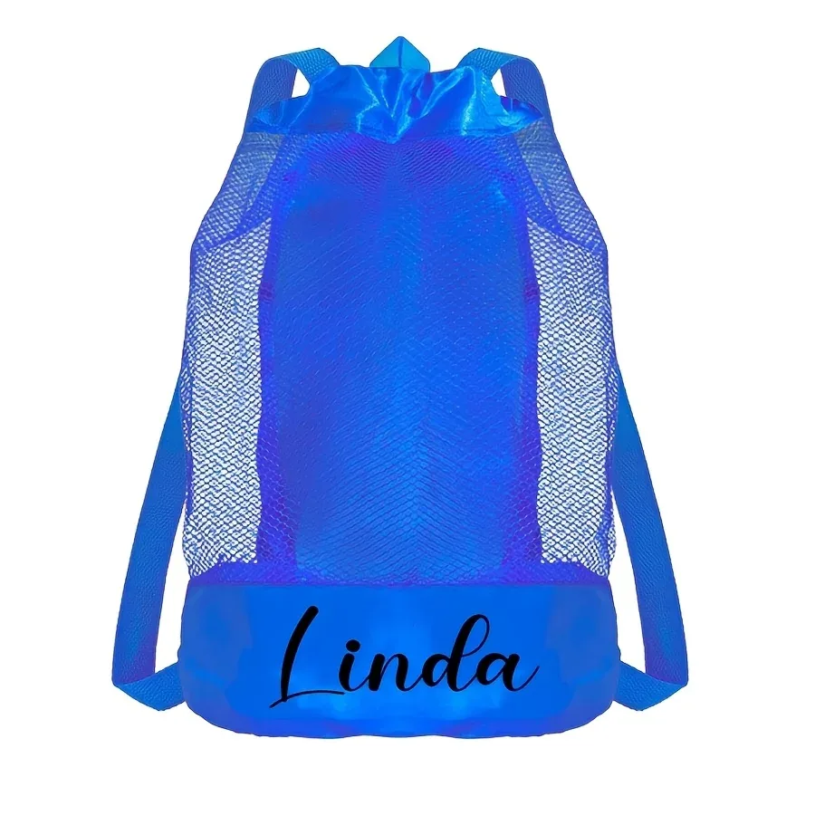 sac de plage personnalisé en filet avec cordon de serrage, sac à dos de rangement pour jouets de natation pour enfants, sac cadeau personnalisé pour les voyages d'été en bord de mer