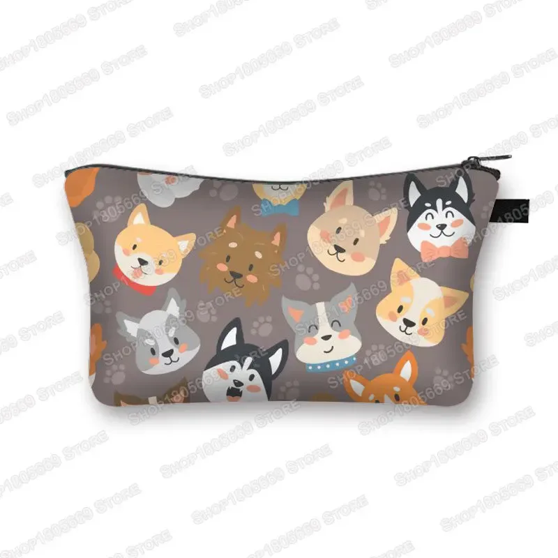 kawaii dessin animé chat chien trousse à cosmétiques mignon chaton chiot sacs de maquillage femmes sacs de toilette pochette rouge à lèvres pochette fille sac à cosmétiques