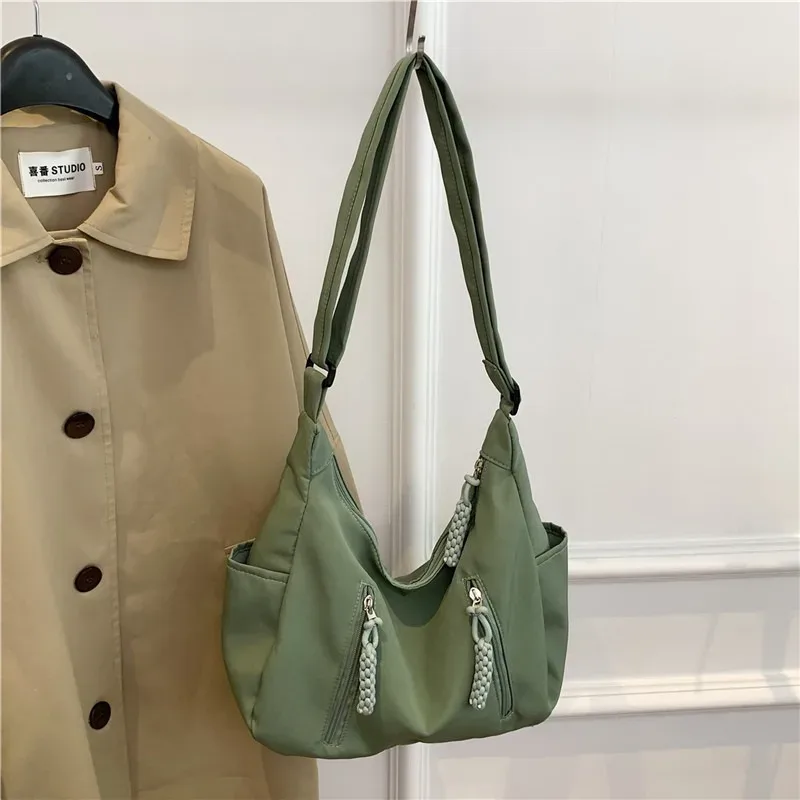sac messager en nylon pour femmes, sacs à bandoulière croissant multi-poches, sac à bandoulière léger, fourre-tout de voyage, sac de shopping