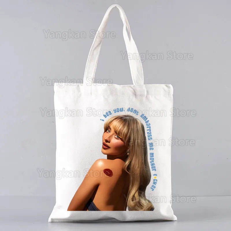 sabrina carpenter short n' sweet sacs à main unisexes sac fourre-tout en toile personnalisé imprimé utilisation quotidienne sac de courses décontracté de voyage réutilisable
