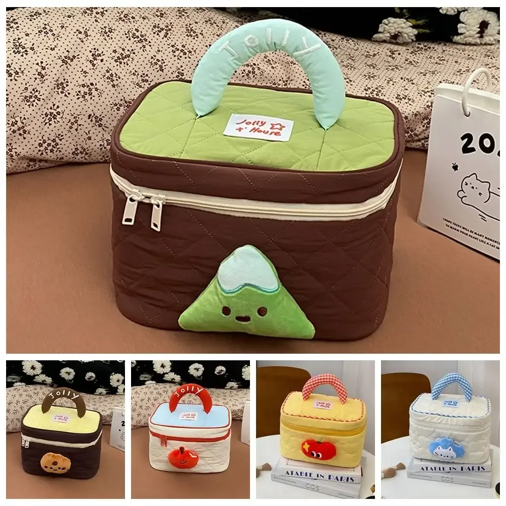 trousse de maquillage dopamine colorée mignonne en forme de cabane kawaii, étui cosmétique portable en forme de maison, trousse de toilette à fermeture éclair pour voyage