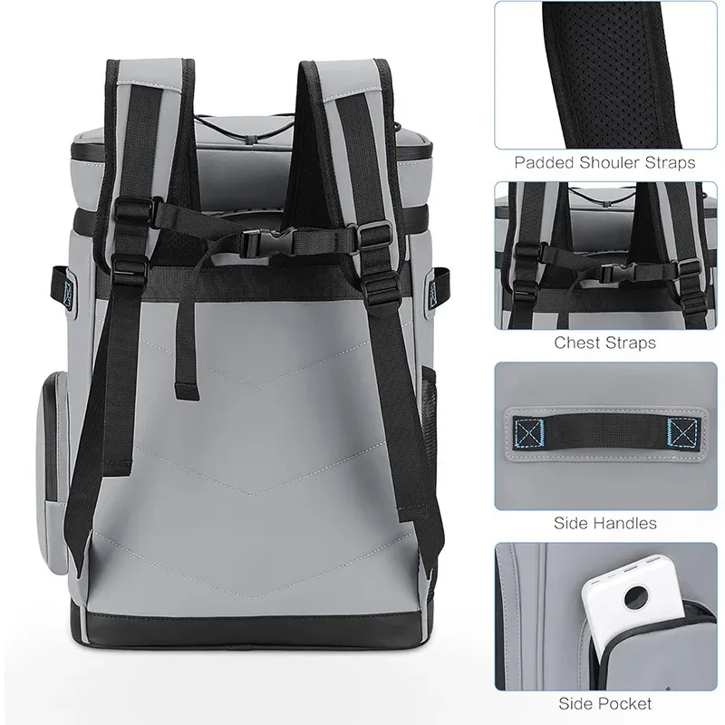 sac à dos isotherme imperméable de 30l, grande capacité, pour le camping, la pêche, les pique-niques, le transport des aliments