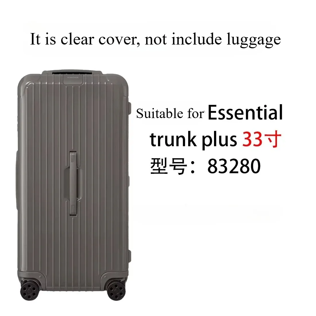 housse de protection transparente en pvc, adaptée au valise rimowa essential trunk plus, housse de protection anti-poussière épaisse de 33 pouces