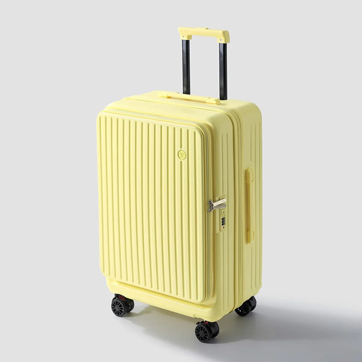 valise multifonctionnelle extensible à ouverture frontale avec porte-gobelet, crochet, frein, roues silencieuses et serrure à combinaison