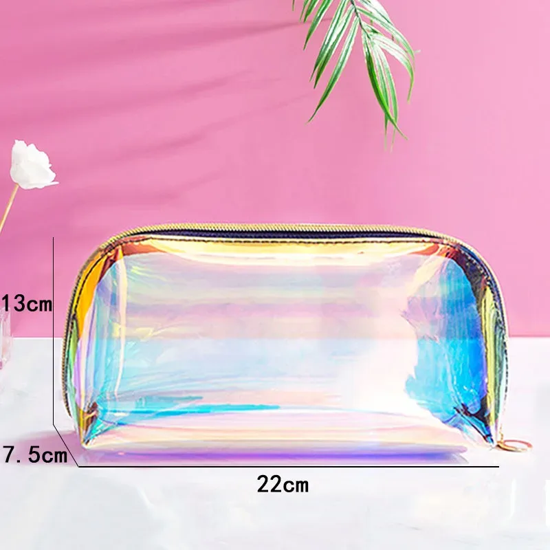 trousse de maquillage transparente en pvc pour femme, trousse de toilette, rangement de voyage étanche, sacs de lavage de beauté, mode chic