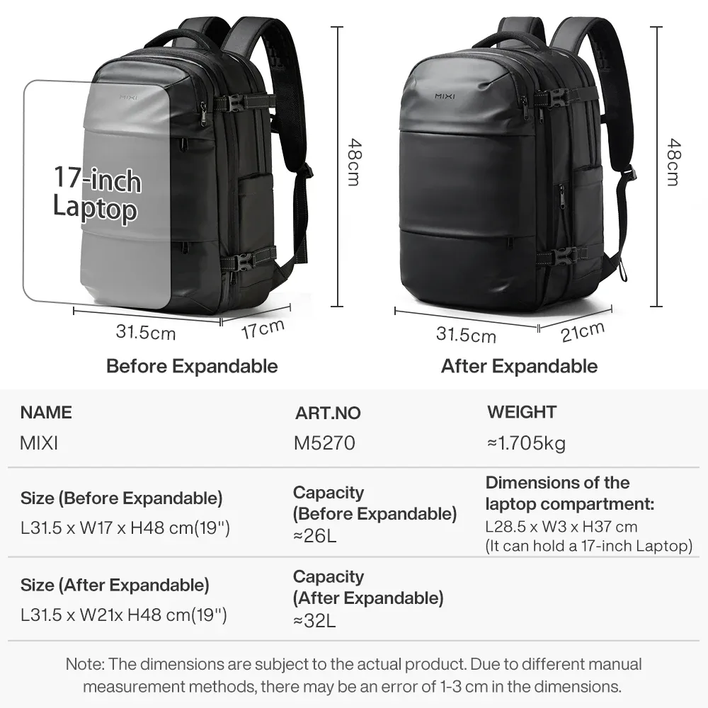mixi 19 pouces sacs à dos sous vide hommes sacs extensibles hommes sacs à dos de voyage grande capacité sac à dos sac à dos pour ordinateur portable sacs m5270