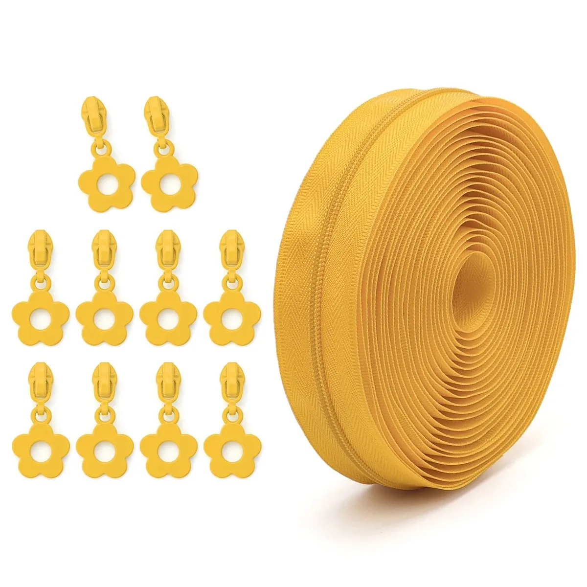 # 3 fermetures éclair en nylon de 4,5 mètres et 10 petits tirettes de fermeture éclair à motif floral, idéales pour le bricolage sur valises, sacs et trousses à crayons