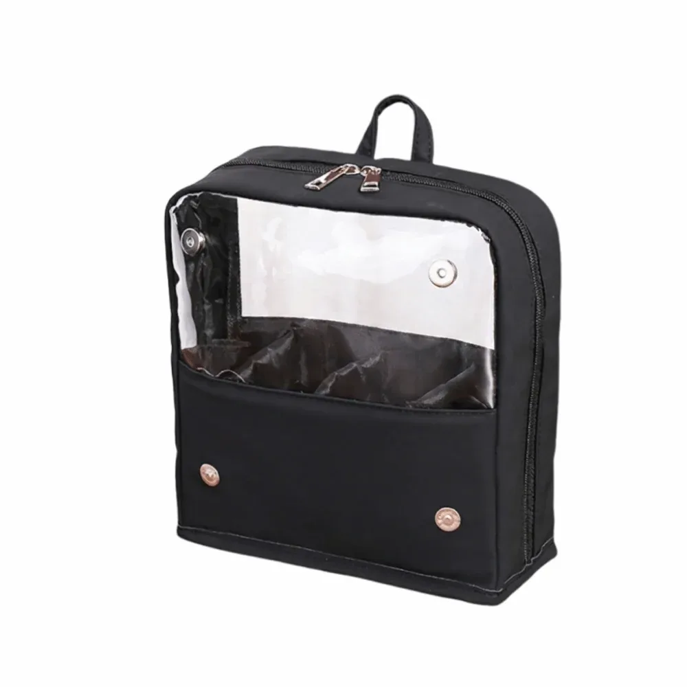 trousse de maquillage transparente imperméable avec fermeture éclair, grande capacité, poignée et conception autoportante