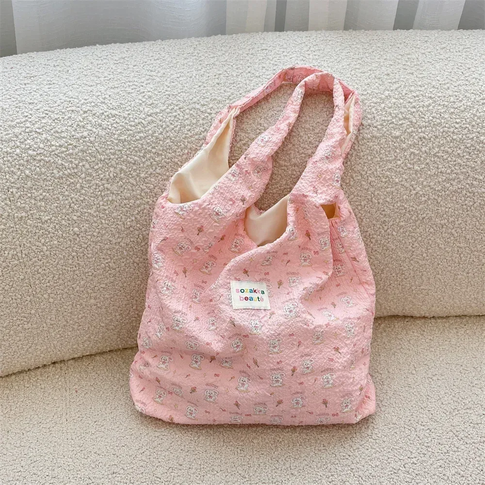 fourre-tout femme sac à provisions eco sac à main réutilisable épicerie shopper sac à main coréen femmes doux dessin animé sac à bandoulière livres pochette