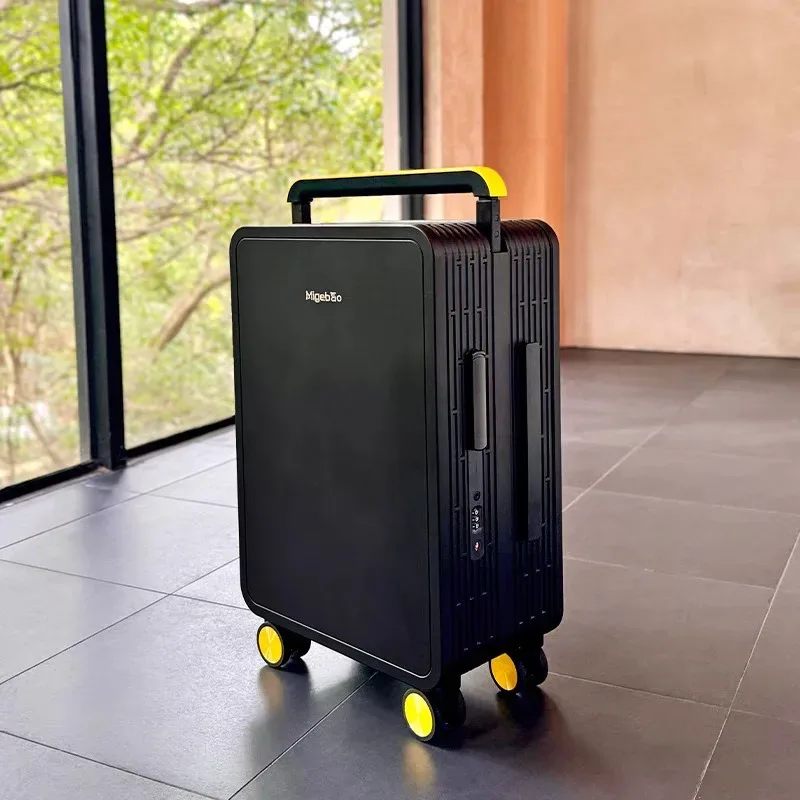 bagage roulant à guidon large, valise de chariot d'équilibre de voyage en matériau pc durable de haute qualité avec 360 ° verrouillage tsa pour roue rotative