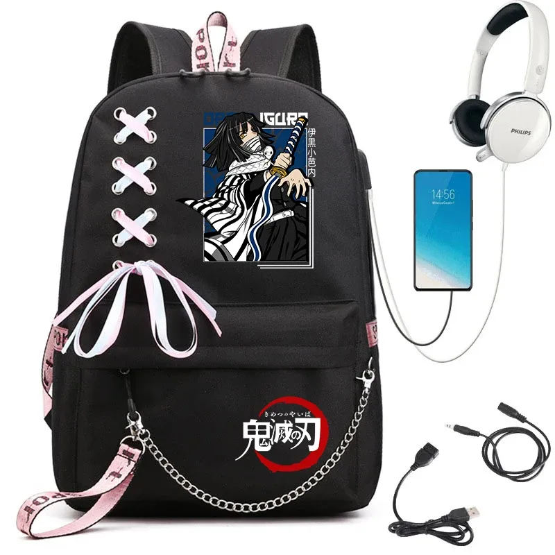 sac à dos imprimé demon slayer anime pour filles, sac à dos d'école décontracté, sac à dos de voyage léger pour adolescents