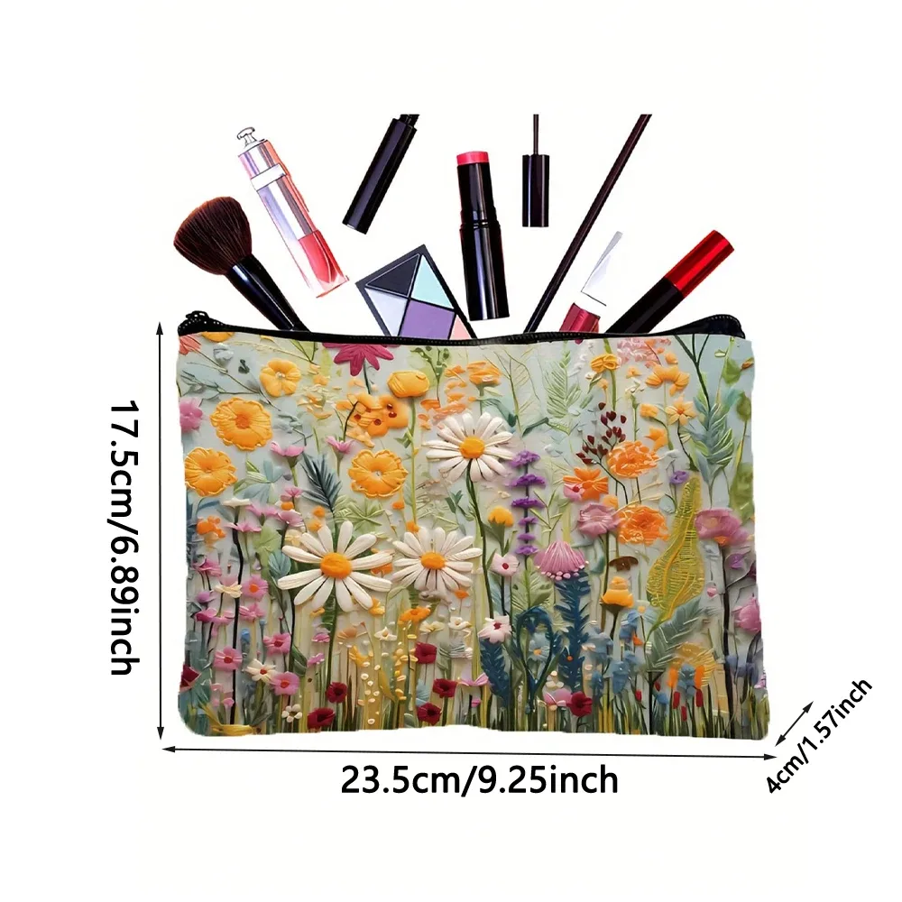sac de rangement de cosmétiques de grande capacité, sac de maquillage en toile florale, organisateur de produits de toilette double face, organisateur de voyage, sac à main de noël