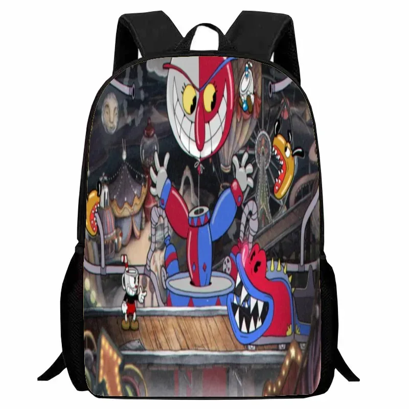 cuphead étudiant sac à dos dessin animé tasse à thé tête sac à dos léger 123 qualité garçons et filles