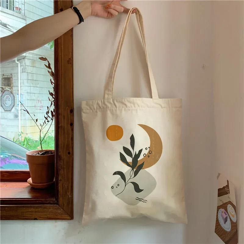 sac fourre-tout en toile esthétique de plantes boho rétro pour dames, sacs initiés à la mode, sac de livre étudiant de grande capacité, sac à main fleur harajuku