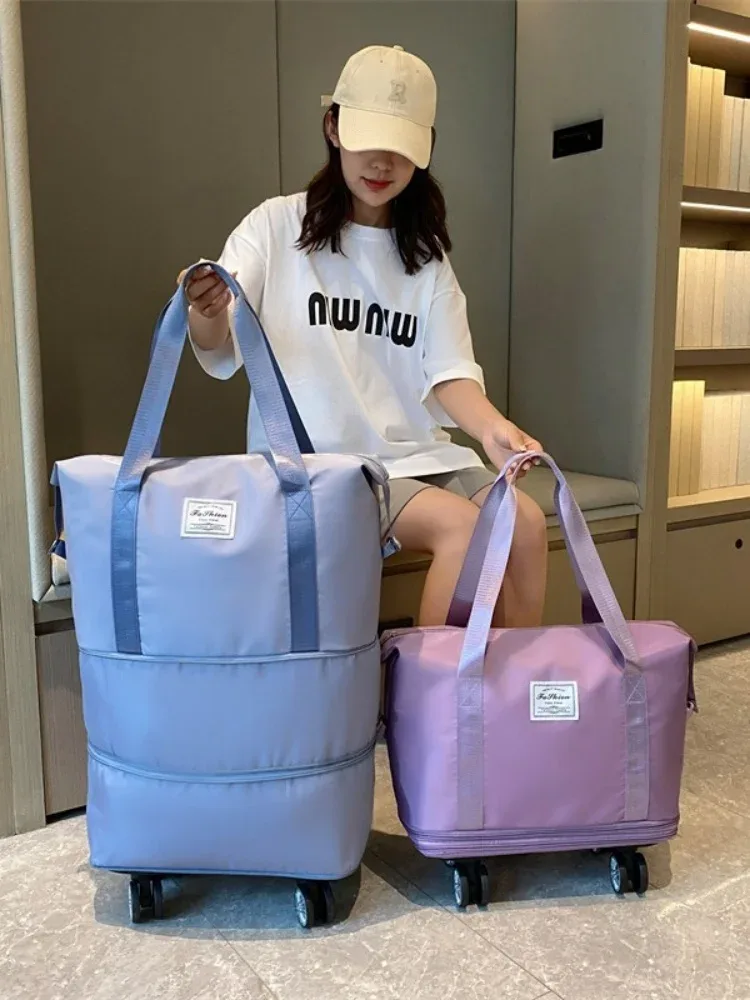 bagage extensible à roue universelle, sac de voyage léger de grande capacité avec rangement de séparation sèche et humide