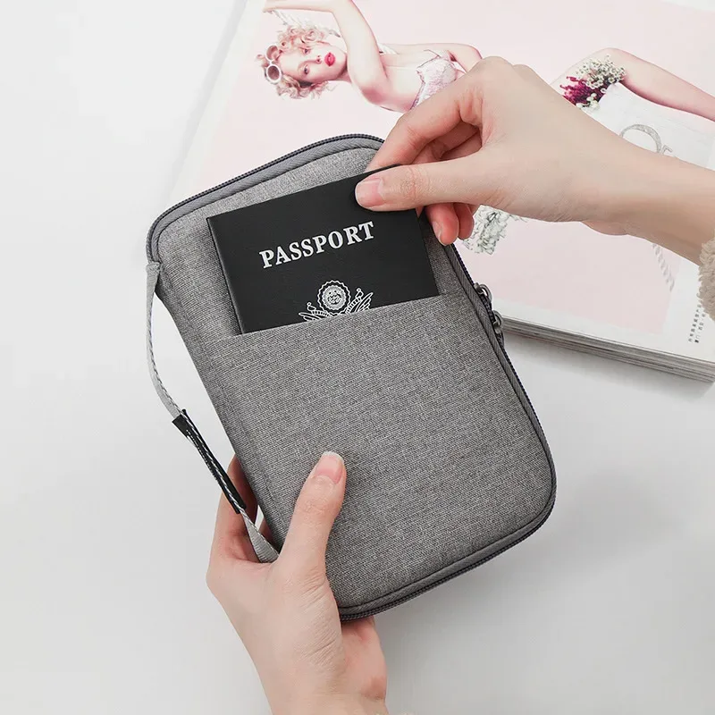 accessoires de voyage portefeuille de voyage en tissu ox porte-billets porte-passeport familial housse de protection pour passeport étui à documents zippé
