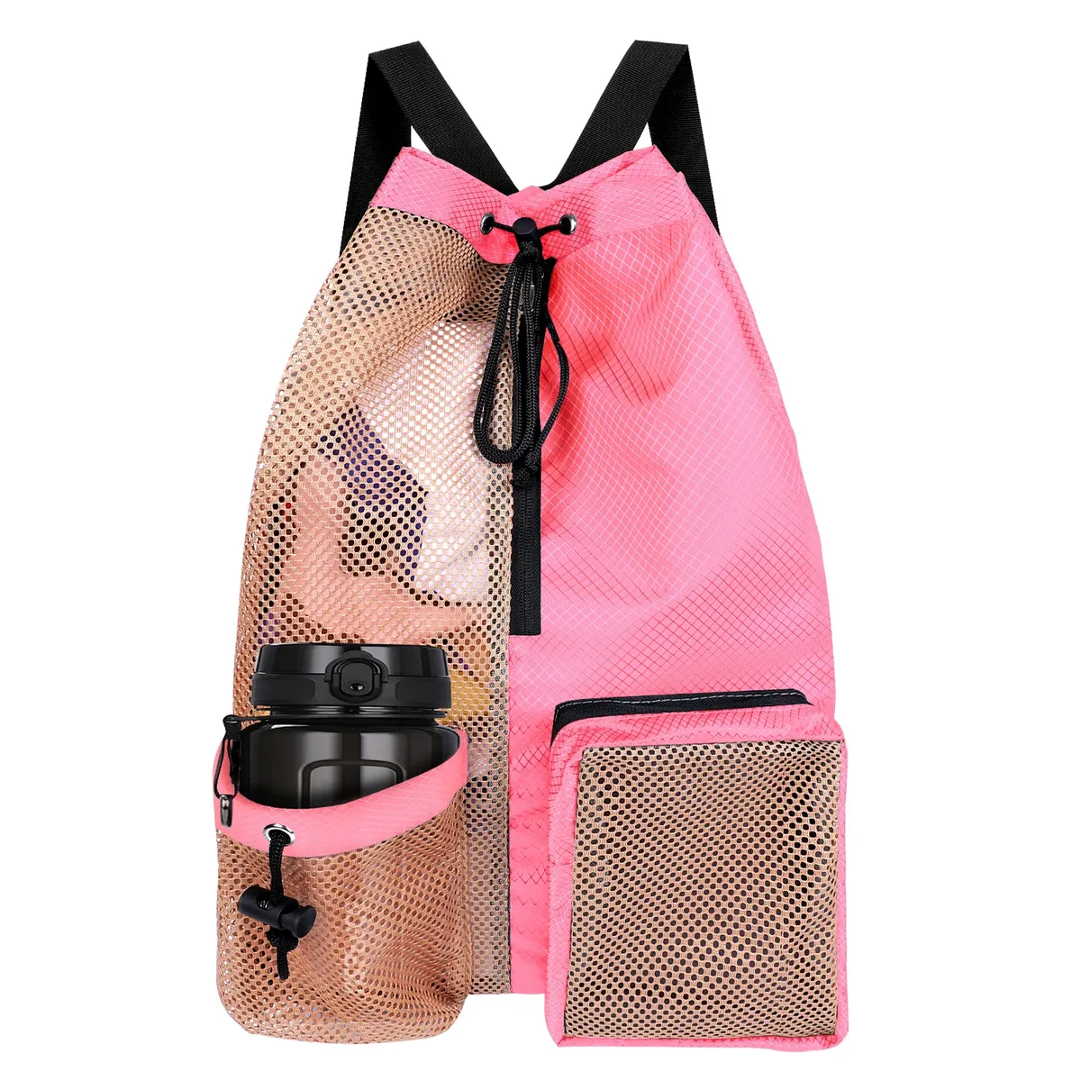 sac de bain en maille avec cordon de serrage, sac à dos de plage polyvalent avec poche humide pour la natation, la salle de sport et l'équipement d'entraînement