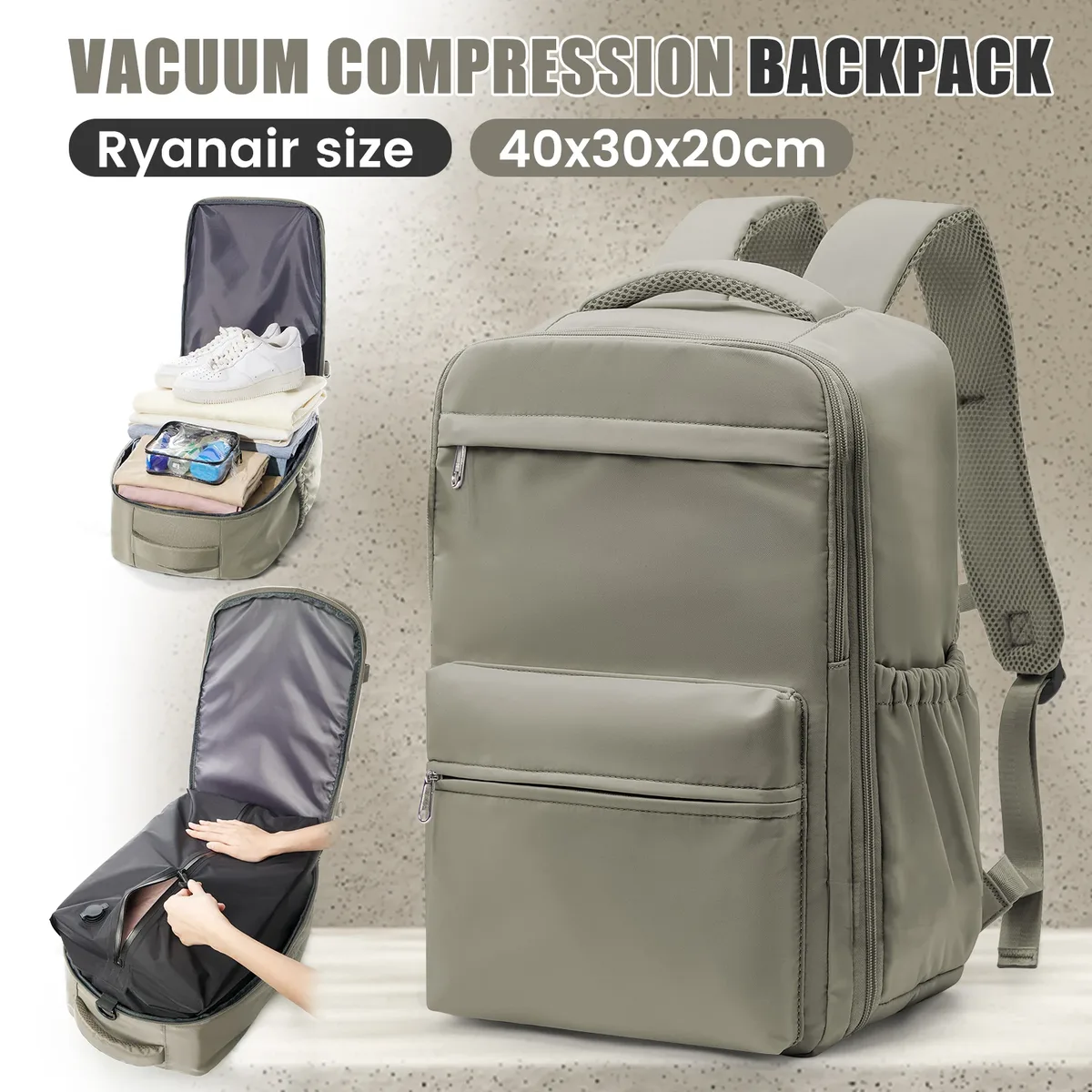 sac à dos de voyage ryanair 40x30x20, sac à dos à compression sous vide, sac de cabine wizzair, sac de voyage pour ordinateur portable 15,6 pouces, sac de rangement, cartable