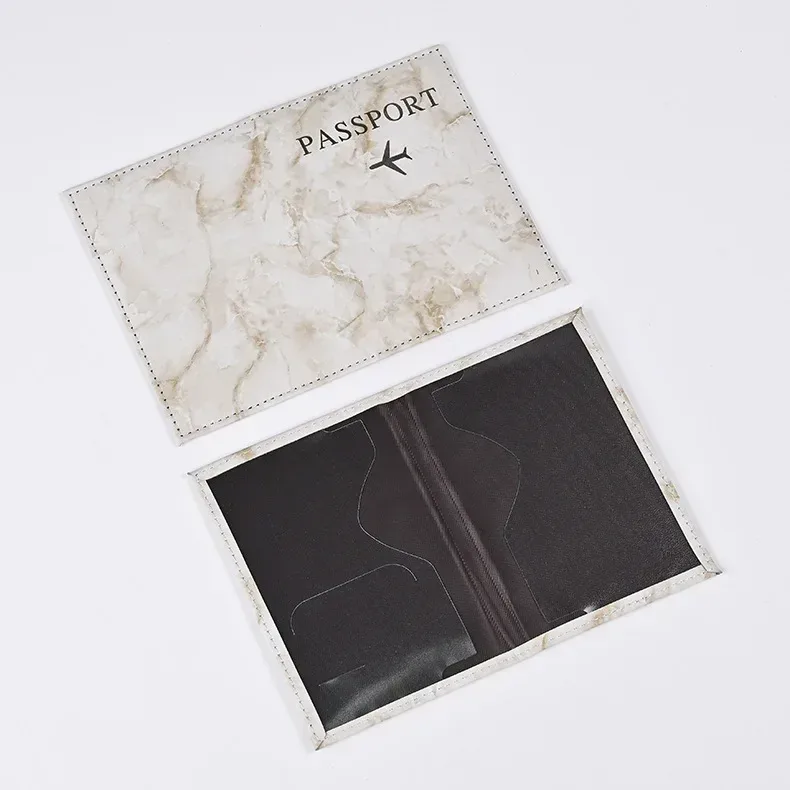 couverture de passeport en cuir pu, style marbre, sacs à clip, portefeuille de voyage, porte-passeport, livre, porte-documents, voyage à l'étranger, hommes et femmes