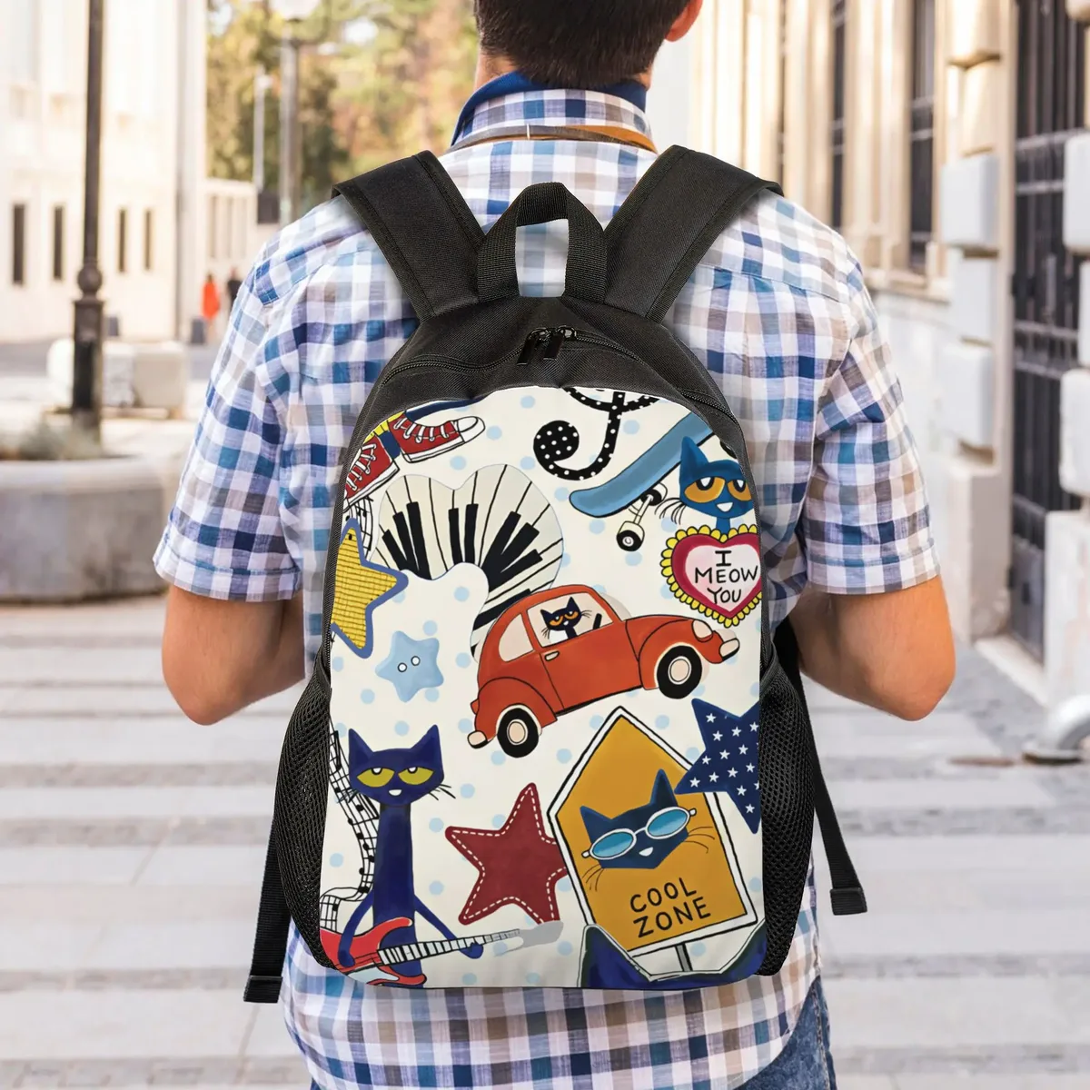 sac à dos pete cat, sacs à dos de randonnée pour garçons, sacs d'école à la mode, sac à dos imprimé de haute qualité