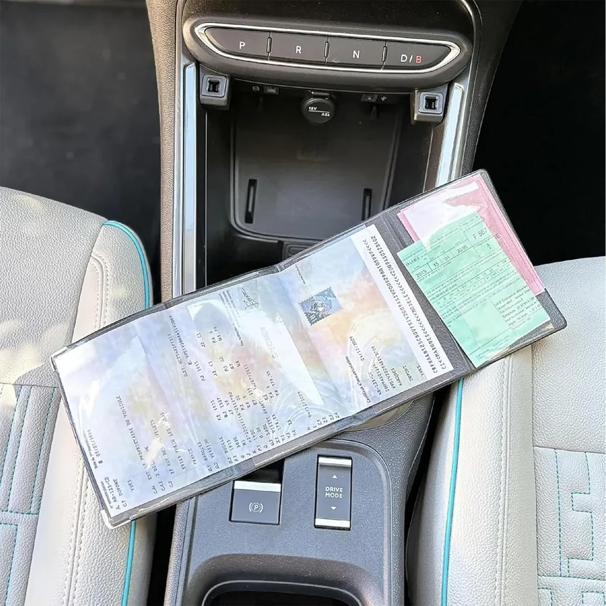 porte-documents de voiture à 4 compartiments, organiseur de véhicule doublé pvc pour immatriculation, assurance, passeport et cartes, portefeuille de voyage léger