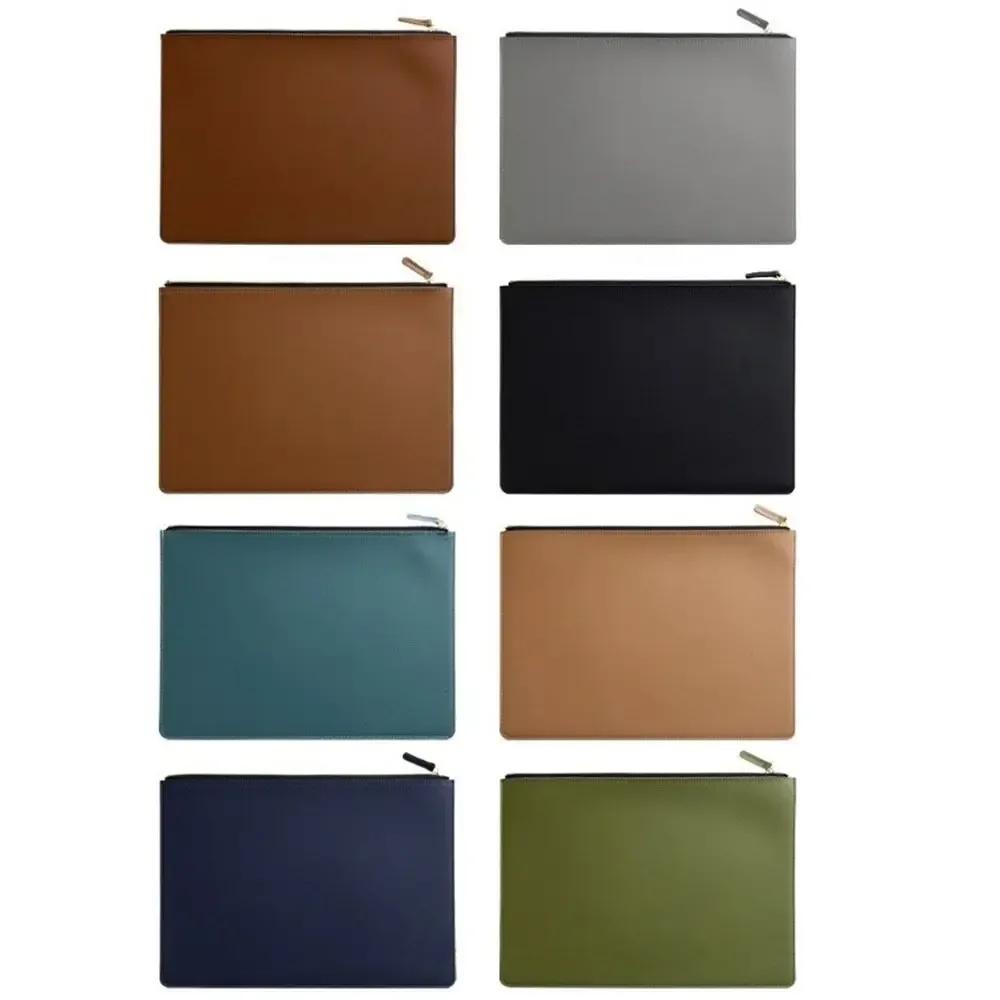 porte-documents a4 en cuir pu, imperméable, grande capacité, sac à fermeture éclair, classeur de haute qualité, clip de rangement pour documents, conférence
