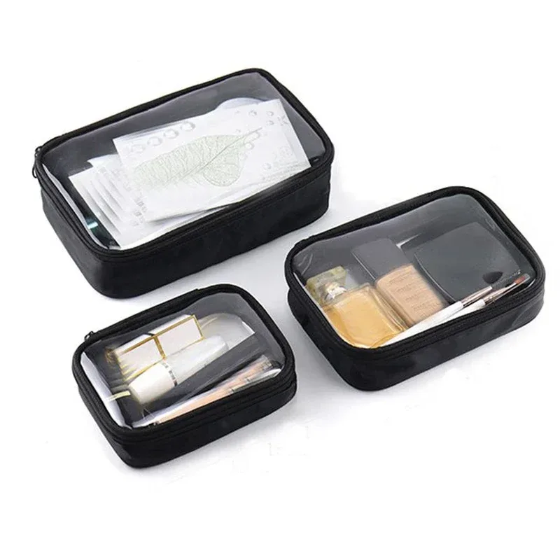 Sac à cosmétiques Transparent étanche pour femmes, trousse de maquillage de voyage avec fermeture éclair, organisateur de lavage de beauté, trousse de toilette de bain, Kit