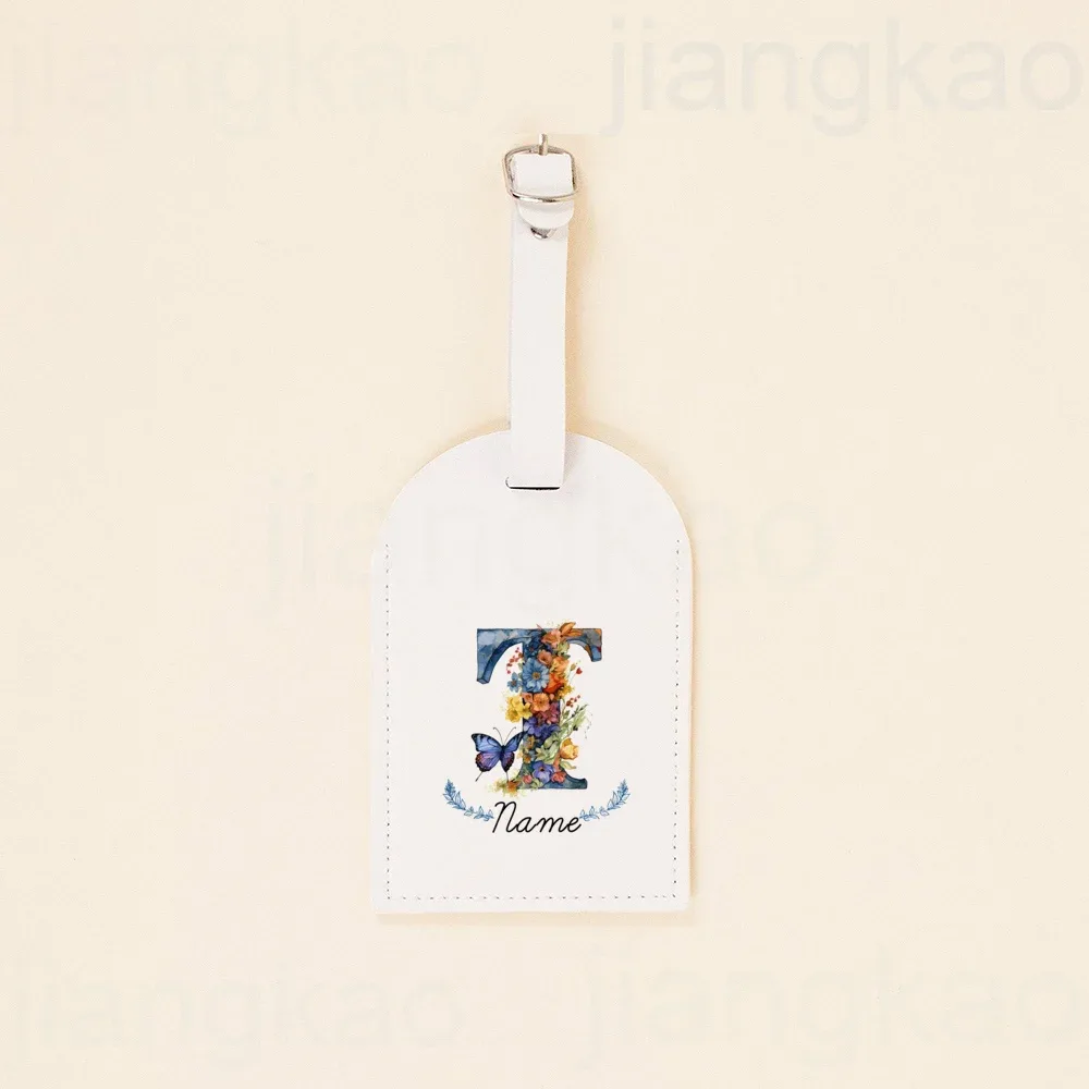 étiquette de bagage personnalisée en pu, lettre florale avec nom, étiquette de valise, accessoire de voyage, cadeau d'anniversaire de mariage pour elle