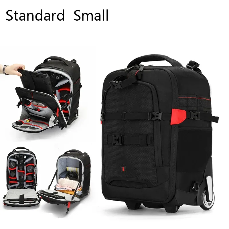 sac à dos photographique à roulettes professionnel, valise de voyage pour appareil photo, sac à dos à roulettes pour appareil photo numérique vidéo