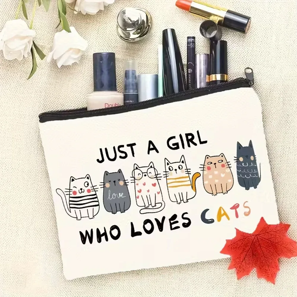 trousse de toilette à thème chat pour femme, cadeau mignon pour filles, trousse de maquillage de voyage avec fermeture éclair pour les amoureuses des chats, cadeau amusant pour maman chat, pour anniversaire ou noël, pour fille, sœur ou meilleure amie
