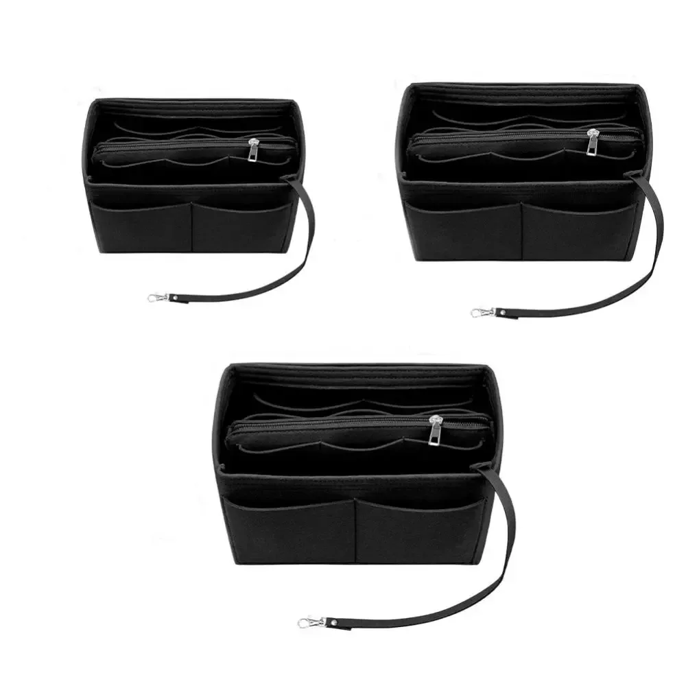 organisateur de sac à main léger en feutre, pochette de rangement pour cosmétiques, couleur unie, sac multifonctionnel pour articles de toilette.
