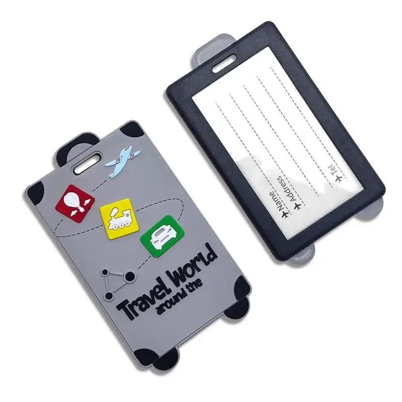 vente flash : étiquette à bagages en caoutchouc souple, anti-perte, inscription, identification logistique, carte d'embarquement, étiquette de valise, étiquette à bagages en silicone