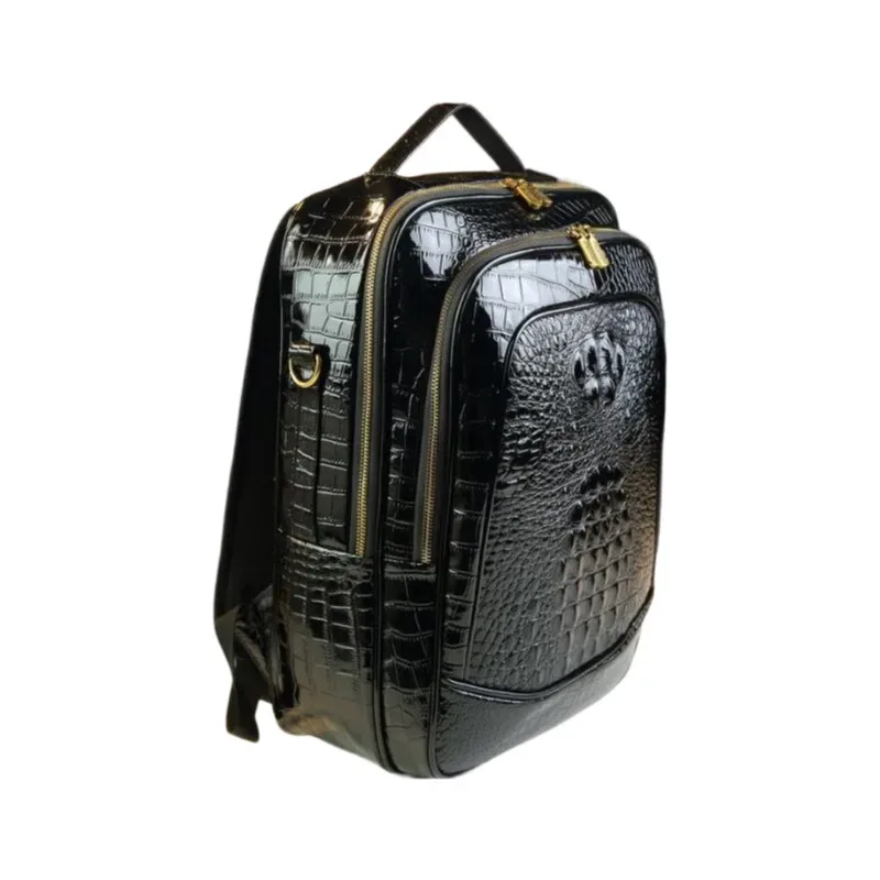 sac à dos de luxe pour ordinateur portable, texture crocodile brillant, sac de voyage de grande capacité, sac à dos d'école durable unisexe