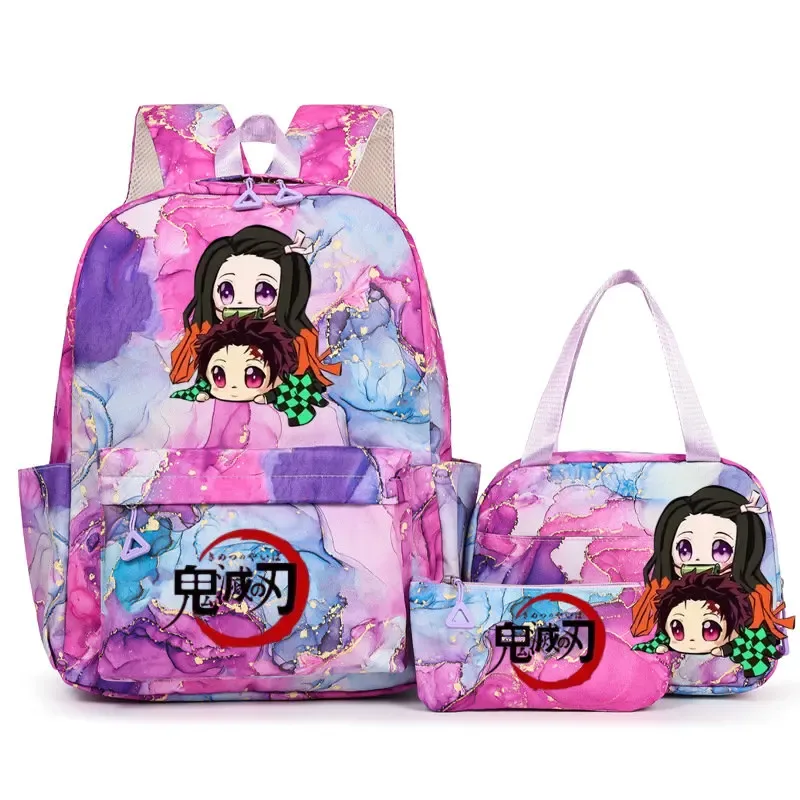 sac à dos demon slayer nezuko kamado pour adolescents, cartable de grande capacité avec sac à bandoulière pour usage quotidien, pour filles et femmes, mochilas de voyage
