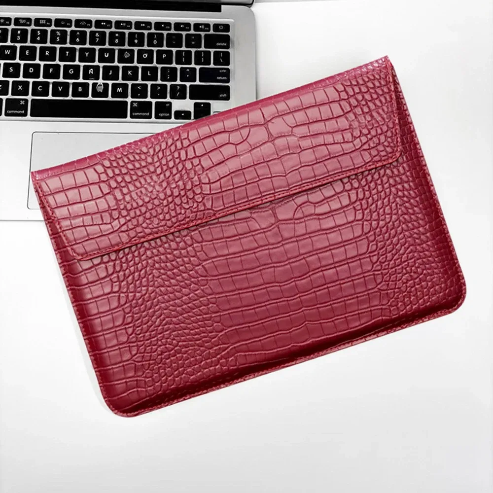 sacoche pour ordinateur portable en cuir pu motif crocodile personnalisable, pour hommes, 13,3/15,4 pouces, avec support intégré, unisexe