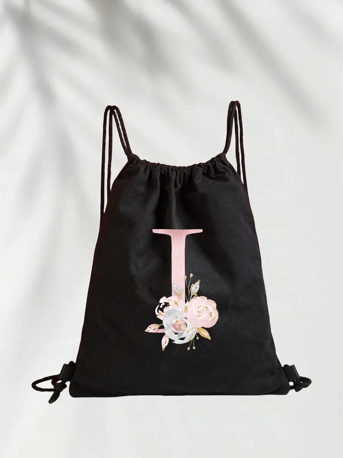 sac à dos léger unisexe à cordon de serrage pour le sport et le fitness, les voyages en plein air et les étudiants avec motif de nom de lettre initiale