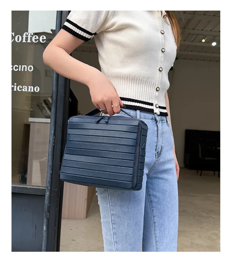 nouvelle trousse de maquillage rayée 2026 grande capacité sac cosmétique de voyage portable organisateur de toilette étui de rangement pour femmes