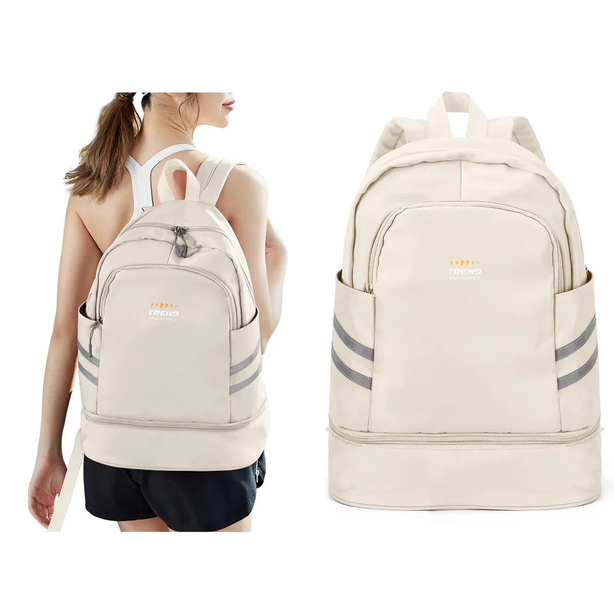 sac à dos de sport pour femmes avec compartiment à chaussures et poche humide, grand sac à dos de voyage léger, sac à dos de sport étanche