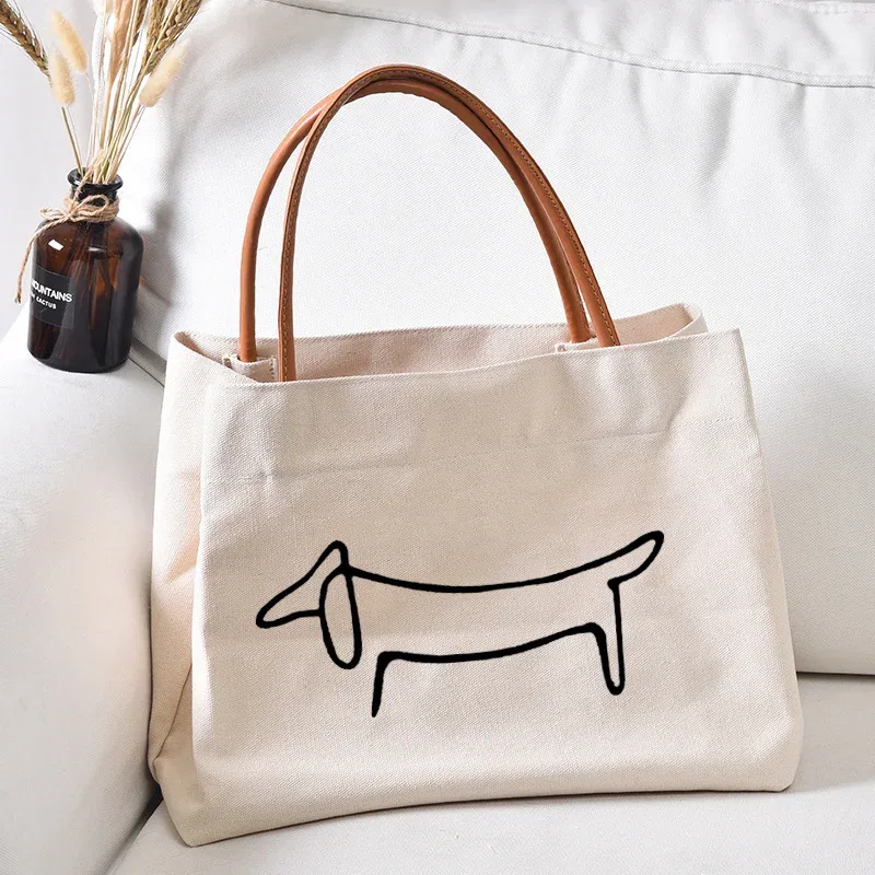 sac fourre-tout en toile pour femme, sac de travail, sac de plage, sac à provisions, cadeau pour les amoureux des chiens, mode pour femme, imprimé chien teckel