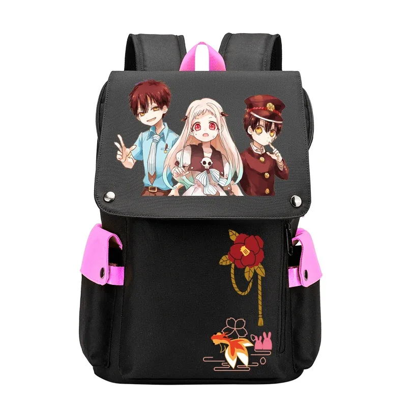 hanako-kun – grand sac à dos de voyage pour garçons et adolescents, cartable d'école animé avec chargeur usb, oxford, pour ordinateur portable