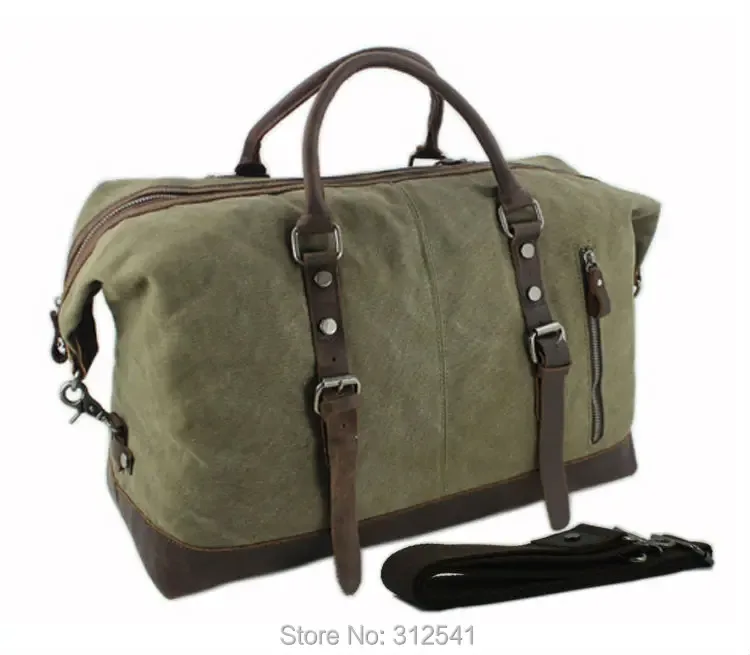 sacs de voyage vintage militaires en toile et cuir pour hommes, sacs à main, sacs de voyage, sacs de week-end de grande taille, sacs de nuit.