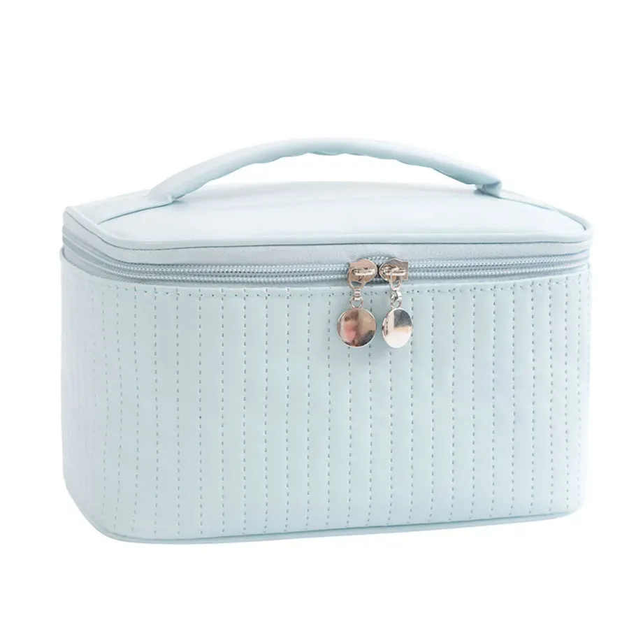 nouvelles trousses de maquillage en cuir pu pour femmes, trousse de toilette de voyage, couleur unie, grande capacité, boîte organisatrice de maquillage, trousse à cosmétiques